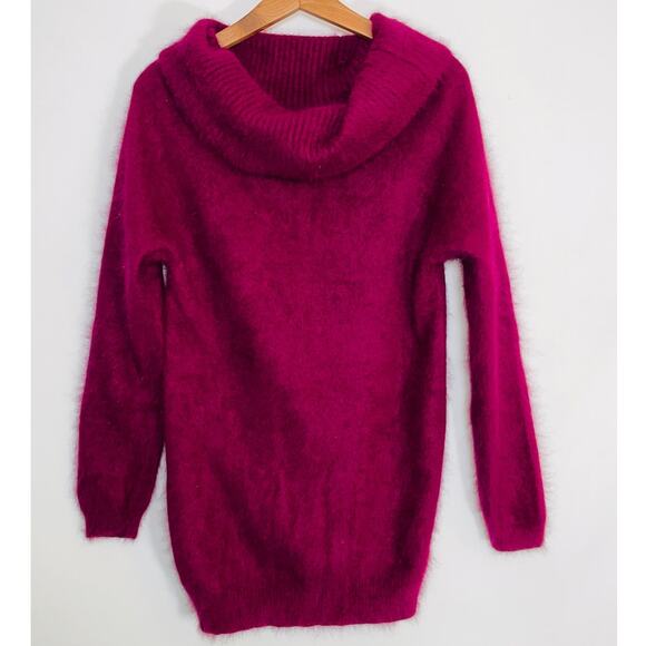 Studio J Cowl Neck Angora Sweater - Women's Size M - 70% Angora in Magenta - Picture 1 of 8